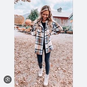 Pink Lily Multicolor Plaid Button Up Shacket